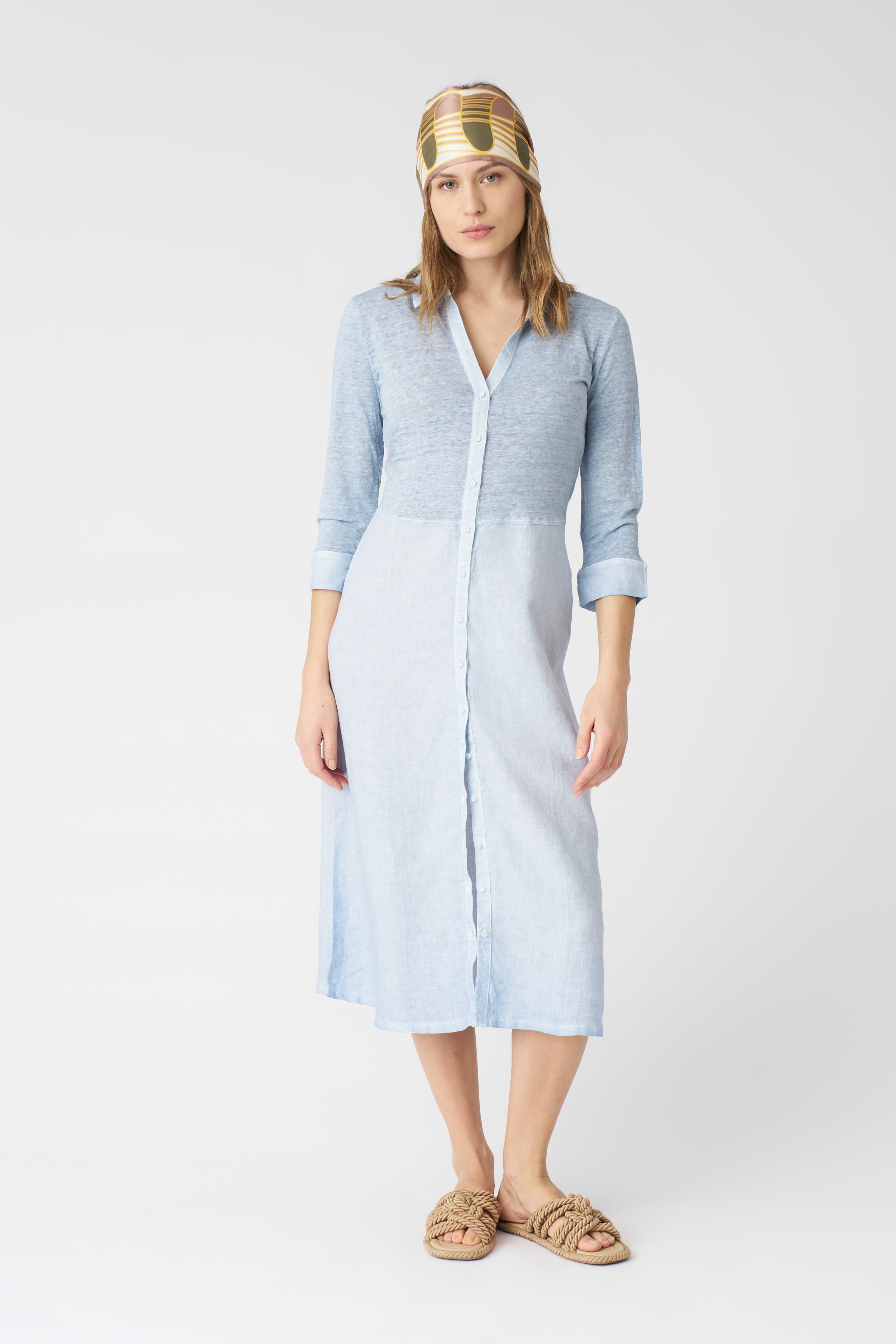 120 lino shirt dress Shirt Dress with Tie Waist