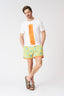 Painted Flower with Contrast Stripe Swim Trunks
