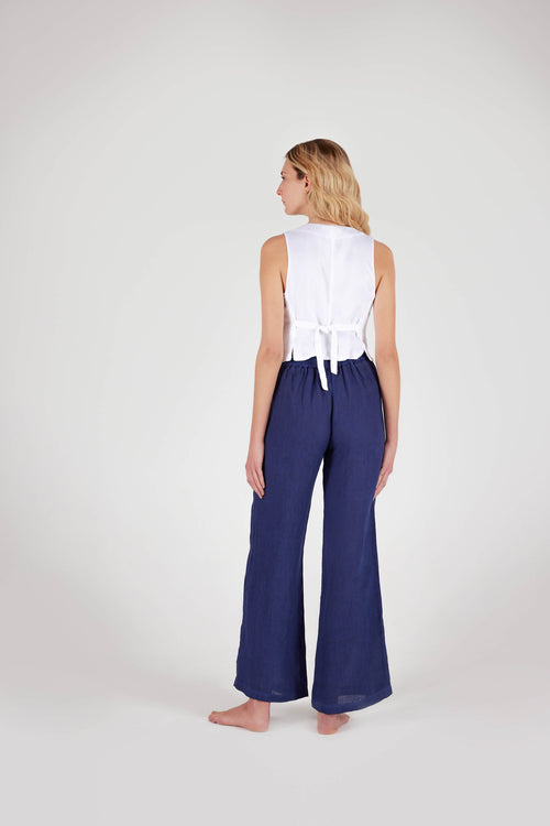 Soft faded flat front wide leg pant Ink